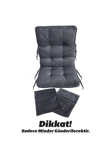 Reyo Home Sallanan Sandalye Minderi Kapitone Çift Cepli Füme