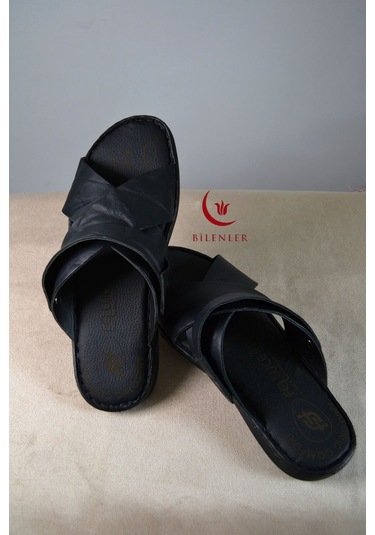 Erkek Çapraz Model Yumuşak Taban Sandalet&terlik Hac, Umre Ve Günlük Kullanıma Uygun Siyah