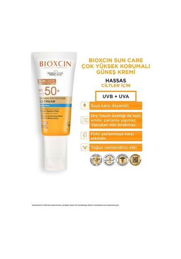 Bioxcin Sun Care Hassas Ciltler İçin Çok Yüksek Korumalı Güneş Kremi 50 SPF 50 Ml Hassas, Dry Touch, Mat
