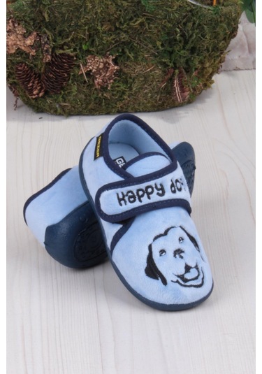 Fort 3426 Gz Köpek Figürlü Anaokulu Kreş Ev Erkek Çocuk Panduf Ayakkabı Mavi