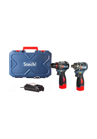 Stechend SXS201 SX16 Akülü Matkap + SX18 Akülü Darbeli Vidalama 2x2AH Mini Set