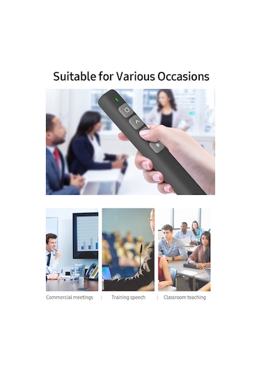 Geeroyoo "lz-b3 2.4g Kablosuz Sunum Kalemi - 100m Menzil, Usb Alıcılı, Düşük Pil Uyarılı, Tüm İşletim Sistemleriyle Uyumlu"