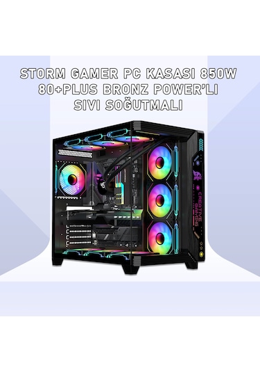 Gameagle STORMLPB Storm 7 Argb Fanlı Gamer Pc Kasası 850w 80+ Plus Bronz Power'lı Sıvı Soğutmalı Siyah