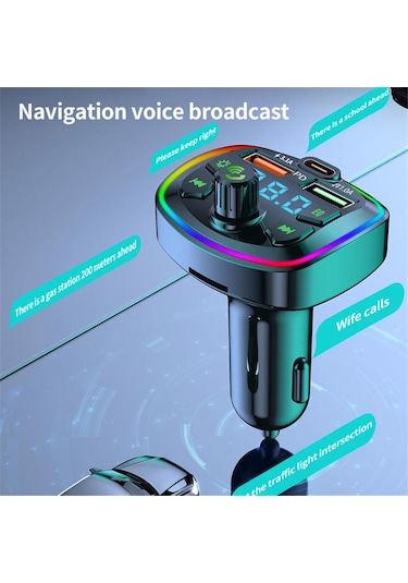 Nr74 Rgb Renkli Fm Radyo Transmitter Mp3 Çalar Bluetooth 5.0 Çakm