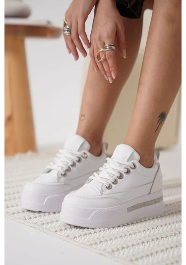 Trendella Beyaz Kadın Gizli Topuklu Sneaker Tr04ms01b