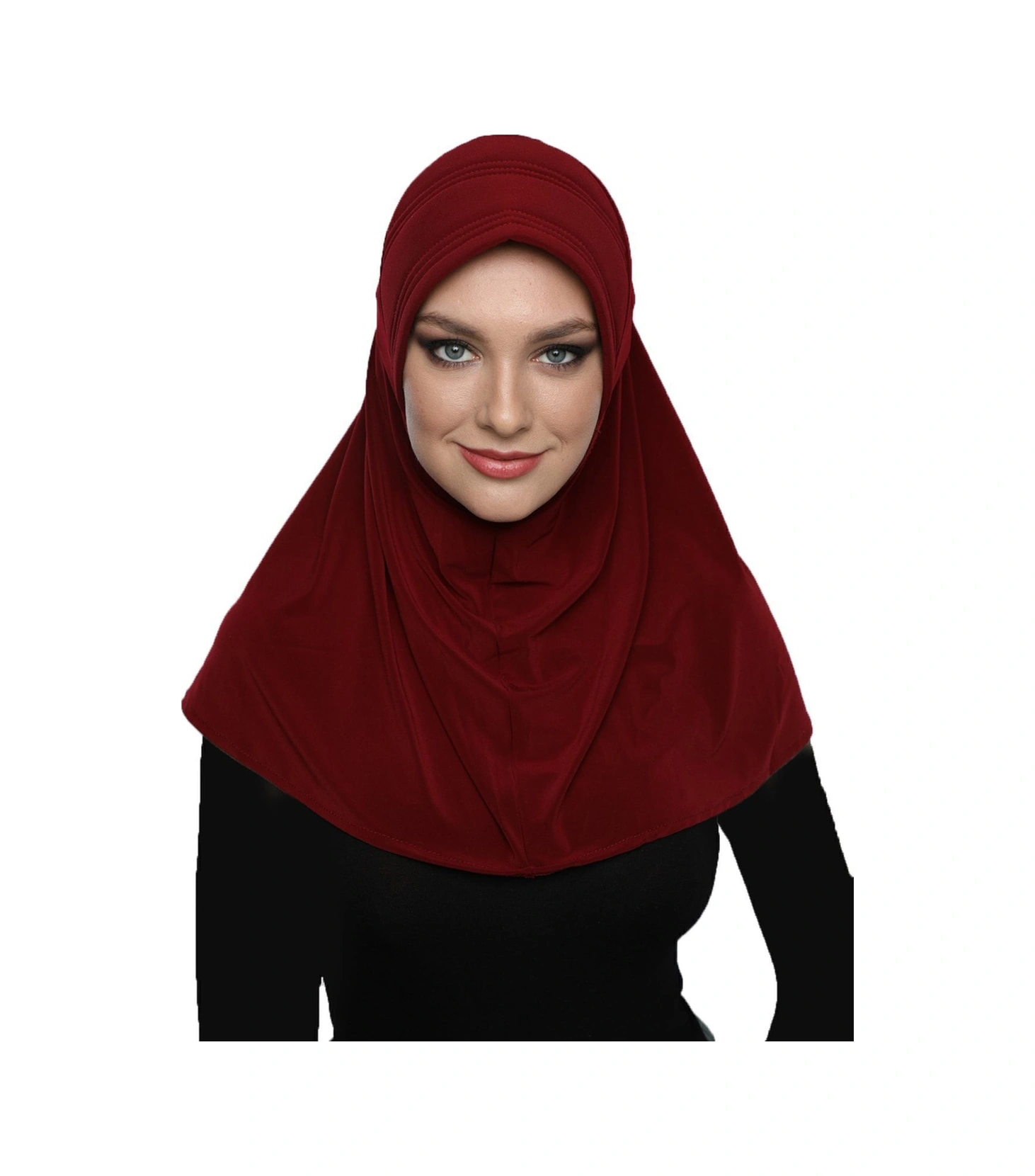 Takmatik Sade Bordo Hazır Türban Tesettür Havuz Bonesi Namaz Örtüsü Bordo