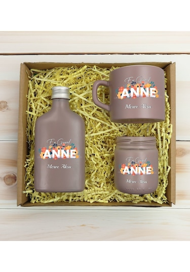 Bk Gift Kişiye Özel İsimli Dtf Anne Temalı Mat Gri Kahve Fincanı & Kolonya & Mum Hediye Seti-2, Anneye Hediye, Anneler Günü Hediyesi Kobitmeyencom3095