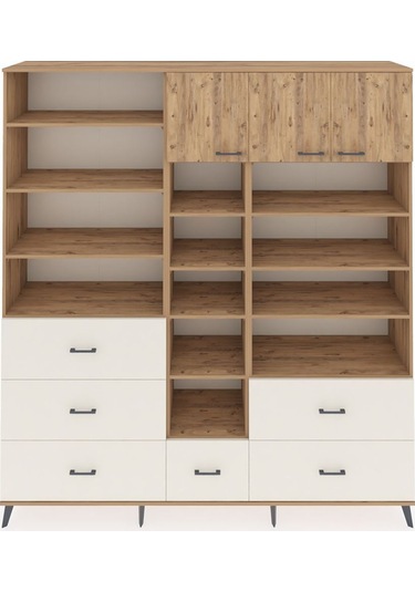 Hyperion Dolap 17 Raflı 6 Çekmeceli 3 Kapaklı 220x44x243 Çam-çam/aytaşı Atlas Çam/aytası