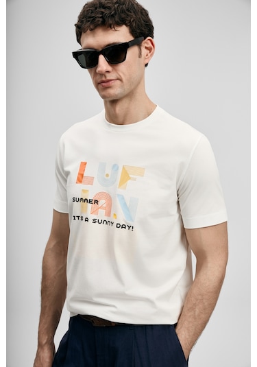 Lufian Sunny Modern Grafik T- Shirt Kırık Beyaz Kırık Beyaz 111020291100510
