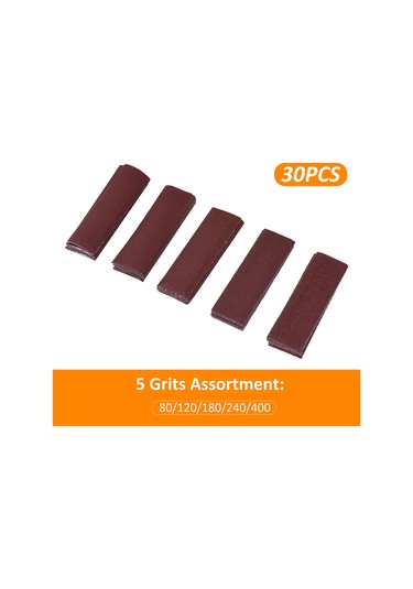 Dofolink 30 Adet Kısa Zımba Zımpara Kağıdı 80/120/180/240/400 Tane , 3.5x1 İnç Kırmızı, Ahşap Mobilya-metal-araç Detaylı Zımparalama İçin