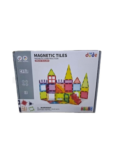 Manyetik Tiles Renkli 42 Parça Manyetik Yapı Magnetic Bloklar
