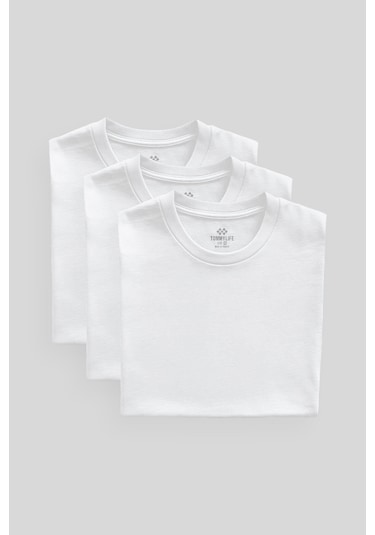 Tommylife Standart Fit Basic O Yaka 3lü Paket Beyaz Erkek T-shirt 87911 Beyaz