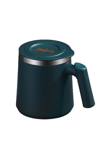 Koyu Yeşil 420 Ml Su Bardağı Haşlanma Önleyici Sızdırmaz Kapaklı Kahve Paslanmaz Çelik Yalıtımlı Isı Bardaklar