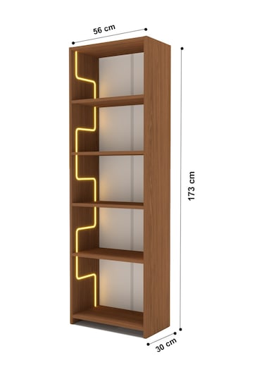 Labirent Ledli Açık Kitaplık Ceviz