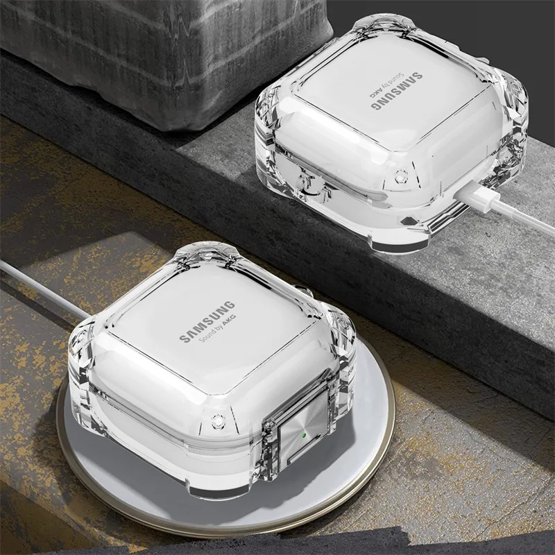 Samsung Galaxy Buds Core Uyumlu Transparan Tank Kılıf +kanca 1.kalite Pembe