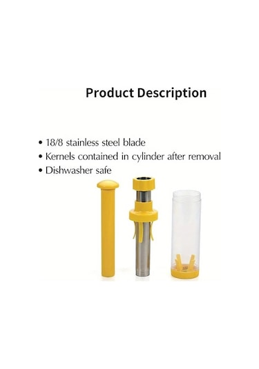 Chuangyinshop Manual Paslanmaz Çelik Mısır Ayırıcı 10.23 Inç Ergonomik Yellow Plastik Sap Sarı