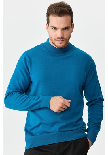 Erkek Basic Yarım Balıkçı İnce Triko Kazak A.petrol A.petrol