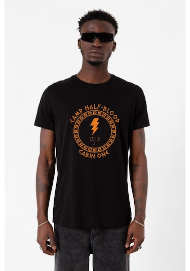 Camp Half Blood Zeus Siyah Erkek Tshirt Çok Renkli