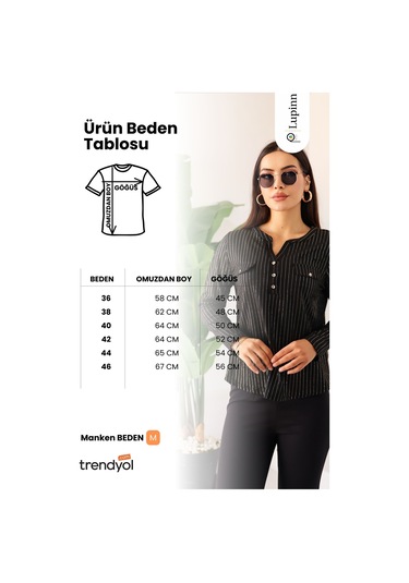 Lupinn Moda Kadın Siyah Simli /sim Parlak Çizgili Cep Detaylı Uzun Kollu Bluz Siyah