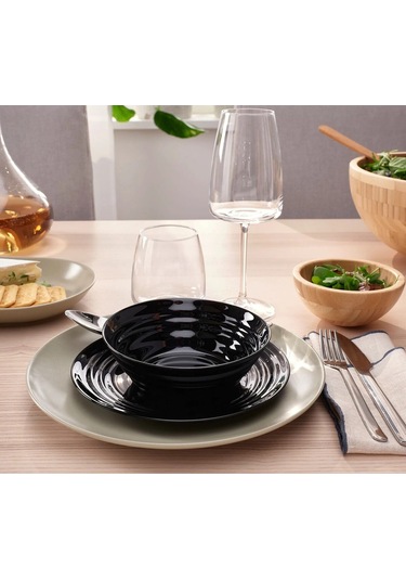 4 Adet Çorba Kasesi Çap 14 Cm 4'lü Set Servis Sunum Kasesi Özel Sertleştirilmiş Cam Siyah Kase siyah