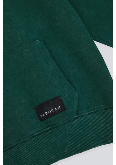 Kids Boy Strike Wash Kapüşonlu Sweatshirt Koyu Yeşil