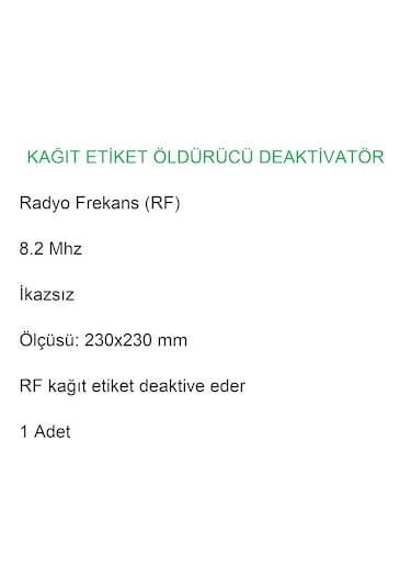 Rf 8.2 Mhz Kağıt Etiket Öldürücü Deaktivatör İkazsız