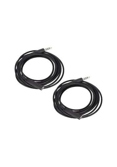 Konesam 2 Adet 2m Siyah 3.5mm Trrs Kulaklık Uzatma Kablosu - Mikrofon Desteği, Stereo Ses, Aux Uyumlu Oksijenli Bakır + Tpe