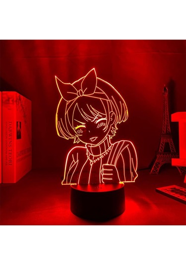 3d İllüzyon Lambası Anime Kız Arkadaş Kirala Sarashina Ruka Figürlü Gece Lambası Çocuklar İçin Yatak Odası Dekoru Komodin Renkli Masa Lambası Çok Renkli