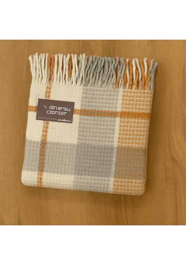 Dinarsu Cozy Life Tv Battaniyesi Beyaz - Turuncu