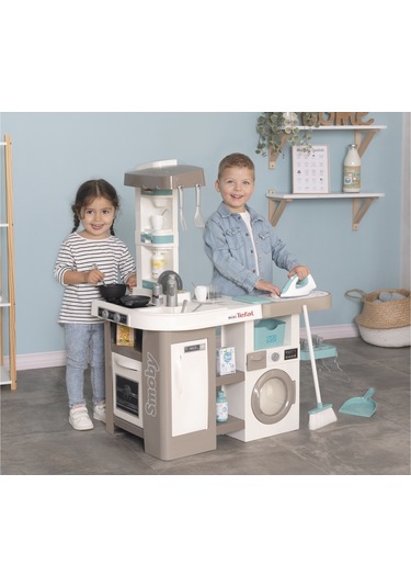 Smoby Tefal 2 in1 Sesli Çamaşır Makineli Mutfak Seti
