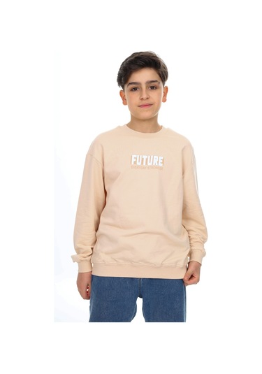 Toontoy Erkek Çocuk Baskılı Sweatshirt Bej