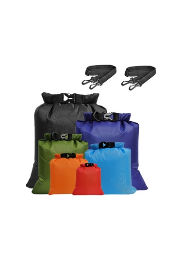 Moveevo 6'lı Dışarıda Su Geçirmez Çanta Seti 1.5l-8l + 2 Ayarlanabilir Askı Kemer, Kayakçılık-balıkçılık İçin Saçma-ince Tüylü Poliester, Roll-top Kapaklı Çok Renkli