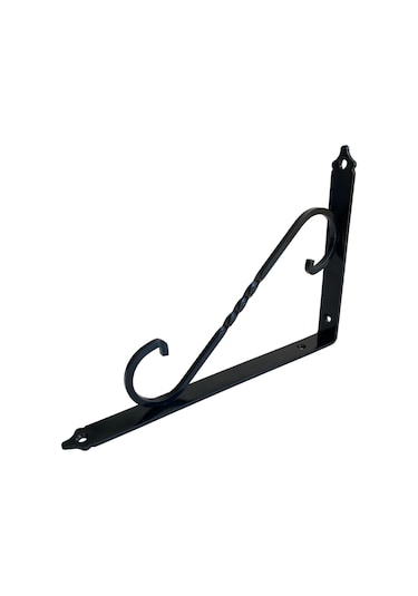 Raf Altı Ferforje Demir Tutucu L Raf Demiri Duvar Sabitleyici Metal Siyah 3 Adet 23cm X 15cm Siyah