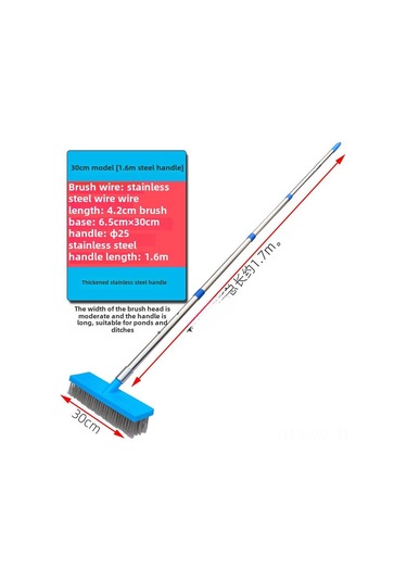 Wezone 30cm Çelik Telli Zemin Fırçası - 1.6m Uzun Çelik Saplı, Kuru Badem, Plastik Tabanca, Ev Temizliği İçin Lak, Çamur Ve Pas Kaldırıcı Diğer