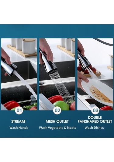 Novahub Fonksiyonlu Sprey Başlığı 360 Dön 2.0 Su Tasarruflu Lavabo Sprey Gümüş