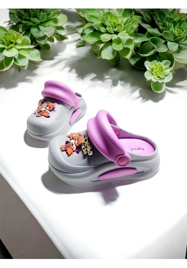 Eva Döngülü Sevimli Ayı Sticker Deniz,havuzi,plaj Terliği Gri