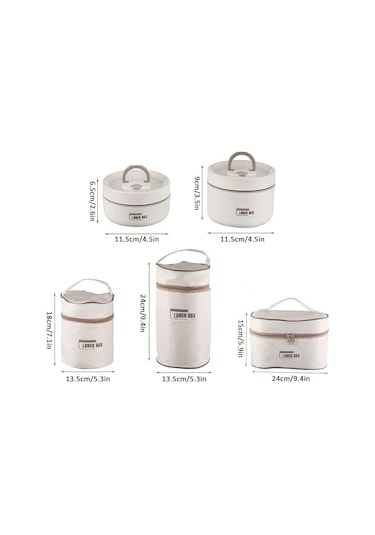 Yunboo 304 Paslanmaz Çelik Isı Saklama Yemek Kutusu, Kaçırmaz, 2 Adet 420ml+620ml , Isı Yorumu Çantasıyla, Öğrenci-ofis İçin, Çok Katlı Bento Kutusu, Beyaz Beyaz