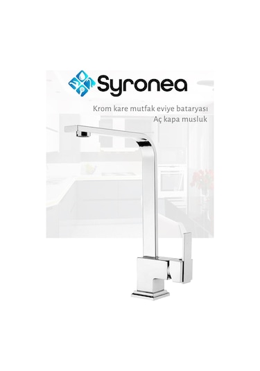 Krom Kare Mutfak Evye Bataryası Aç Kapa Garantili Musluk Krom