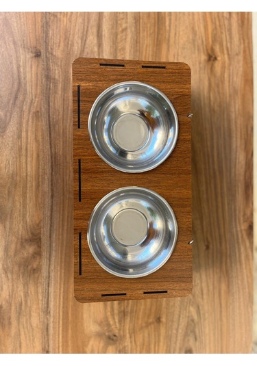 Modern Tasarımlı Ahşap Evcil Hayvan Mama Kabı