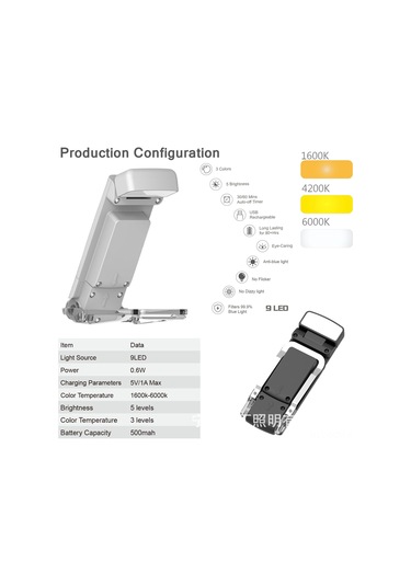 Qingmipy Usb Şarjlı Kitap Klipsi Gece Lambası, Taşınabilir Mini Led Masa Lambası, Göz Koruma Özellikli Siyah Diğer