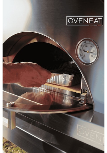 Oveneat Gazlı Single Kırmızı Pizza Fırını Gümüş - Siyah