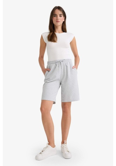 Defacto Regular Fit Normal Bel Düz Paça İnce Bermuda Şort W9369az25augr93 Gri