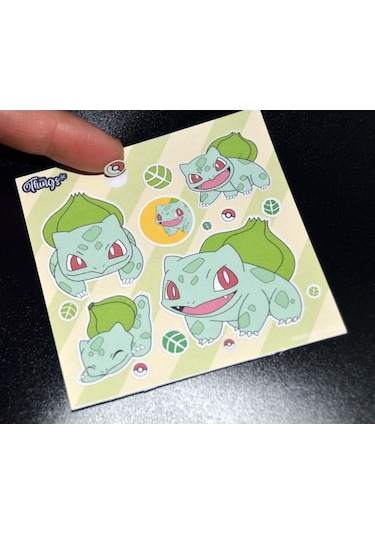 Mini Things Art Özel Tasarım Balbazar Bulbasaur Pokemon Sticker 15 Parça Set -1 Adet-