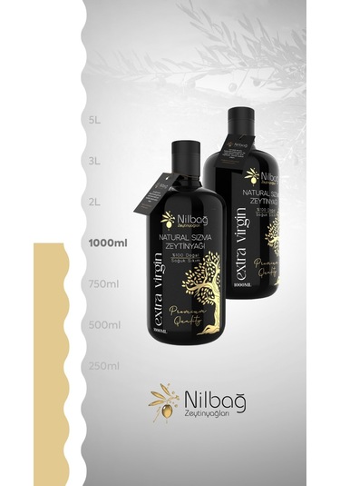 Nilbağ Zeytinyağları Ayvalık Erken Hasat Natural Sızma Zeytinyağı Soğuk Sıkım Biolio 1 L