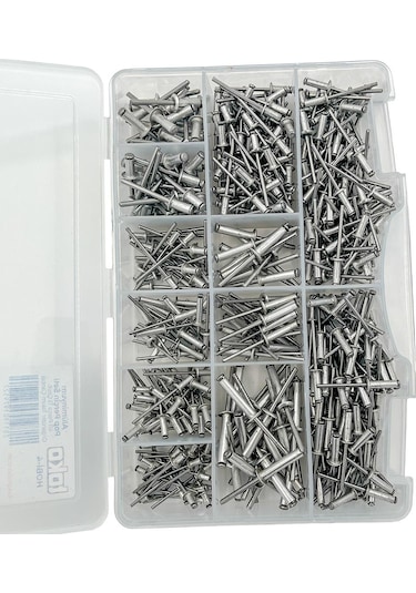Toko Hobi-4 Alüminyum Pop Perçin Seti 411 Parça 13 Çeşit Organizer Takım Çantalı