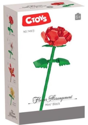 Ctoys Flower Arrangement Mini Blok Red Rose - Ctoy-749