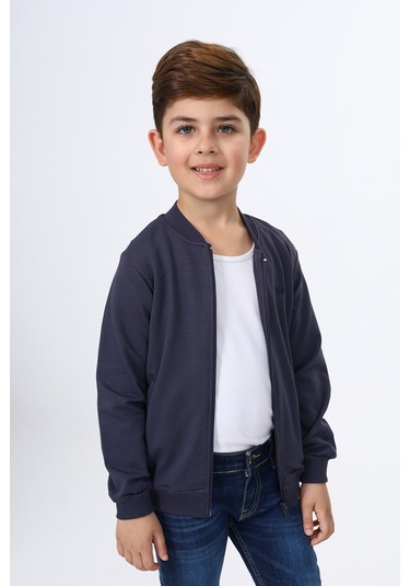 Toontoy Erkek Çocuk Nakışlı Hırka Füme