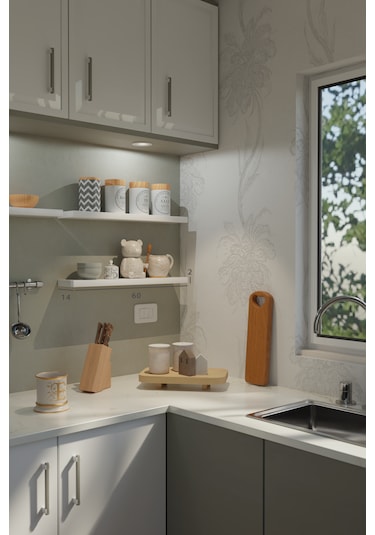 Yankı-BYEG 60 cm 3lü Mat Beyaz Mdf Duvar Rafı Gizli Bağlantı Kitaplık