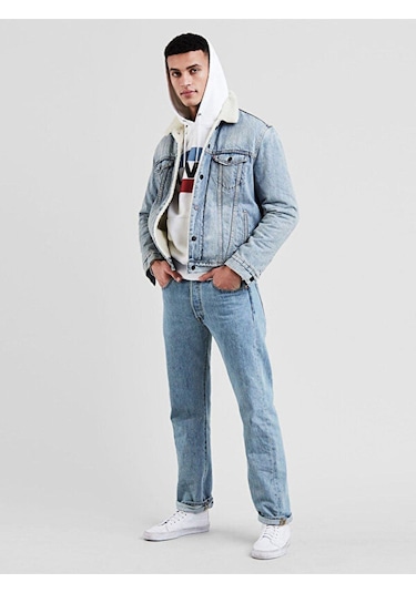 501 Levi's Original Erkek Jean Pantolon - Light Stonewash-9019 Light İndigo - Flat Finish