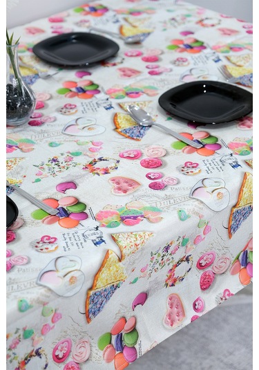 Sufre Sıvı Geçirmez Masa Örtüsü Sofra Bezi Sofra Örtüsü Piknik Örtüsü Macaron